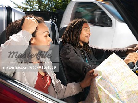 Couple in Car with Road Map