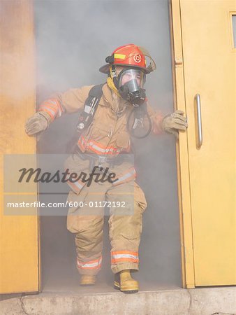 Firefighter Leaving Building