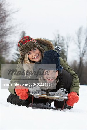 Portrait of Couple on Sled