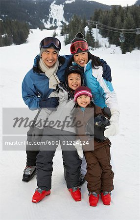 Portrait of Family on Ski Hill, Whistler, British Columbia, Canada