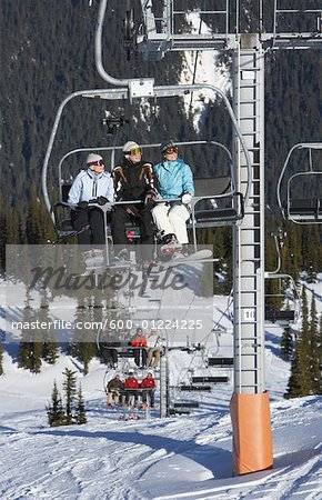 People on Ski Lift, Whistler, BC, Canada