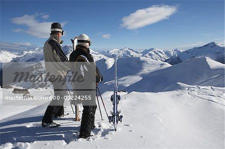 Two Men on Top of Ski Hill, Whistler, British Columbia, Canada