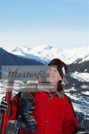 Portrait of Man with Skis