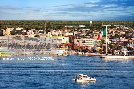 Overview of Coastal City, San Miguel, Cozumel, Mexico