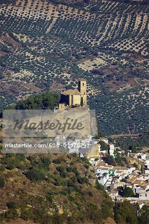 Olive Orchards and Village, Montefrio, Andalucia, Spain
