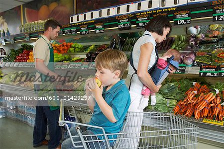 Mother and Children Grocery Shopping