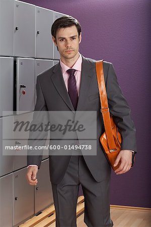 Businessman in Gym Locker Room