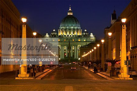 St Peter's Basilica and Vie della Conciliazione, Rome, Italy