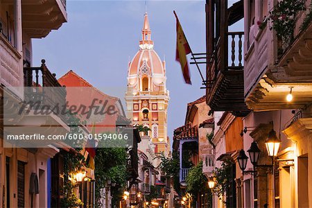 Cartagena's Cathedral and Street Scene, Cartagena, Colombia