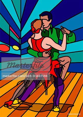 Illustration of Couple Tango Dancing