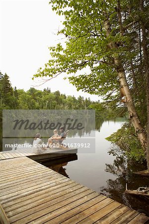 Family on Dock by Lake