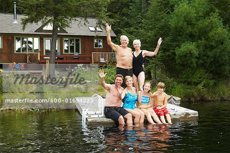 Extended Family on Dock by Cottage