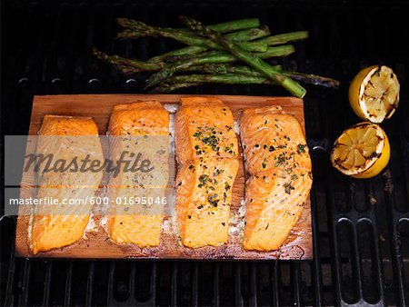 Fish and Asparagus on Barbeque