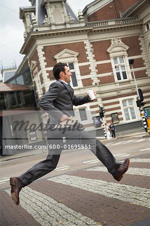 Man Running Across Street, Amsterdam, Netherlands