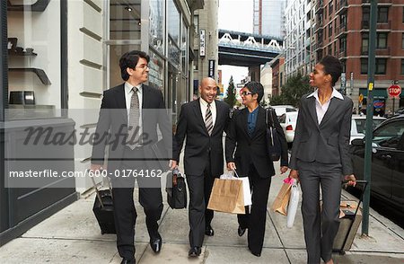 Business People Walking on Sidewalk, New York City, New York, USA