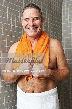 Portrait of Man in Bathroom
