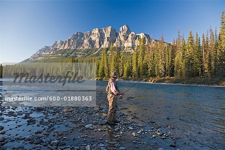 Man Fly Fishing, Cairns Pool, Beaverkill River, Catskill Park, New