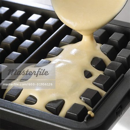 Pouring Batter in Waffle Iron