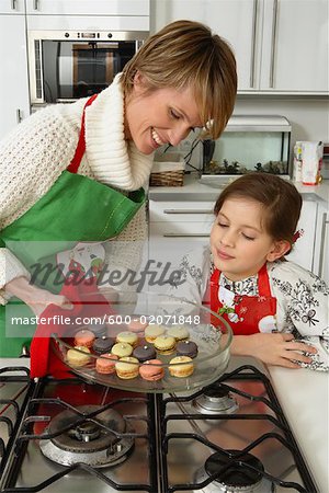 Mother and Daughter Making Christmas Cookies