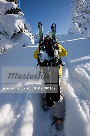 Backcountry Skier Climbing Hill, Furano, Hokkaido, Japan