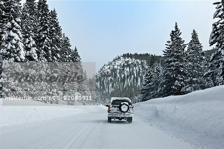 Car on Snowy Road