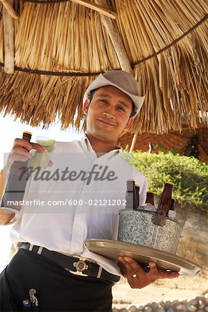 Portrait of Waiter at Beach, Mexico