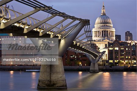 Millennium Bridge and Saint Paul's Cathedral, London, England