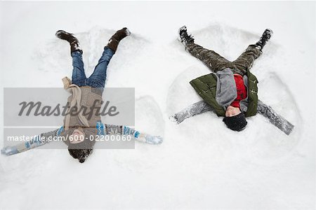 Kids Making Snow Angels