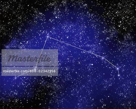 Outline of Constellation of Aries in Night Sky