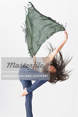 Woman holding Shawl and Dancing