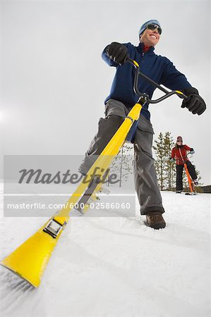 People Riding Skibikes, Near Frisco, Summit County, Colorado, USA