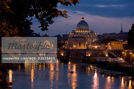 St Peters Basilica and Ponte Sant Angelo, Rome, Lazio, Italy