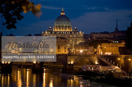 St Peters Basilica and Ponte Sant Angelo, Rome, Lazio, Italy