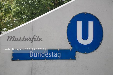 Sign for Bundestag Station, Berlin, Germany