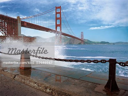 View of Golden Gate Bridge from Shore, San Francisco, California, USA