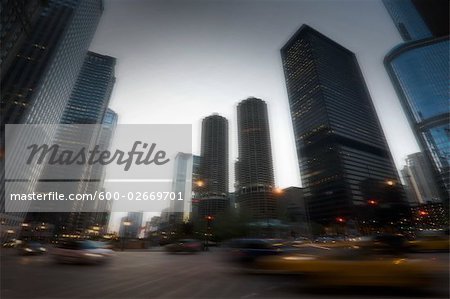 Blurred Street Scene, Chicago, Illinois, USA