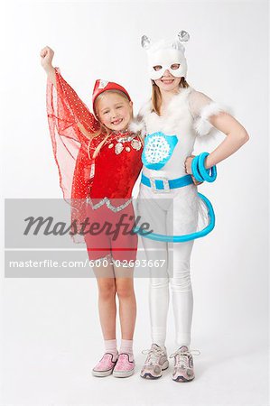 Girls Dressed in Costumes