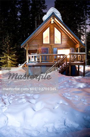 Log Cabin at Night