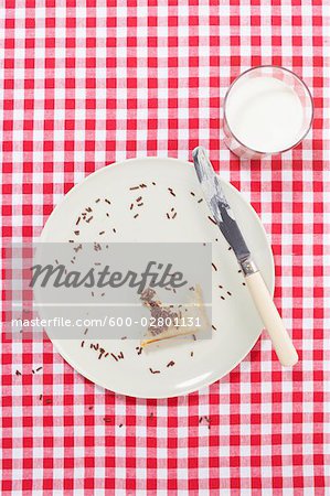 Plate with Bite of Toast and Glass of Milk