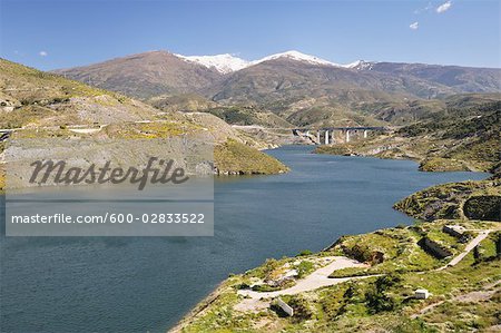 Presa de Rules Viaduct and Sierra Nevada, Andalucia, Spain