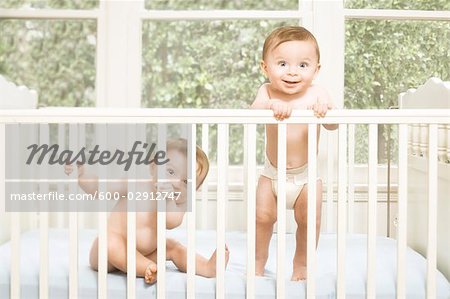 Twin Boys in Crib