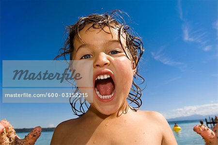 Close-up of Girl Yelling