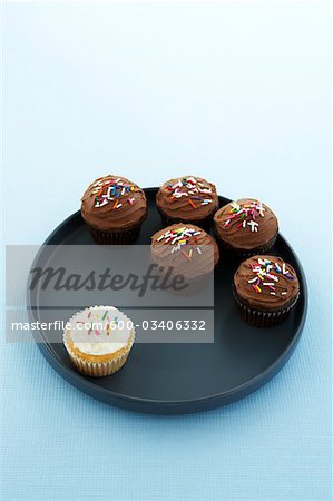 Vanilla Cupcake Separated from Chocolate Cupcakes