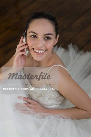Bride Talking on Cell Phone