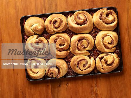 Tray of Freshly Baked Cinnamon Rolls