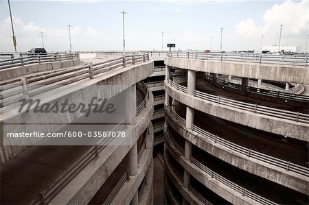 Highway and Ramp to Public Parking Garage, Houston, Texas, USA