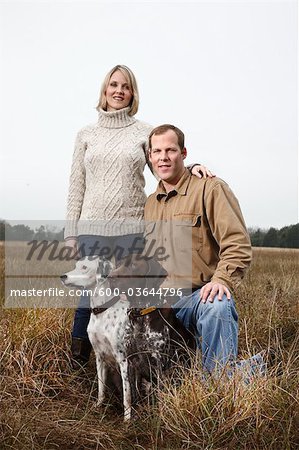 Portrait of Couple With Dogs, Houston, Texas, USA