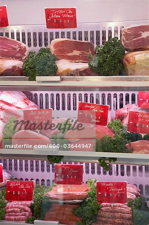 Meat in Display Case, St Tropez, Var, Provence, Provence-Alpes-Cote d'Azur, France