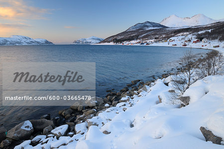 Coast in Winter, Sorfjorden, Vasstrand, Troms, Norway