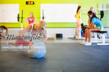 Group of Teenagers Exercising in Gym, Lake Oswego, Oregon, USA